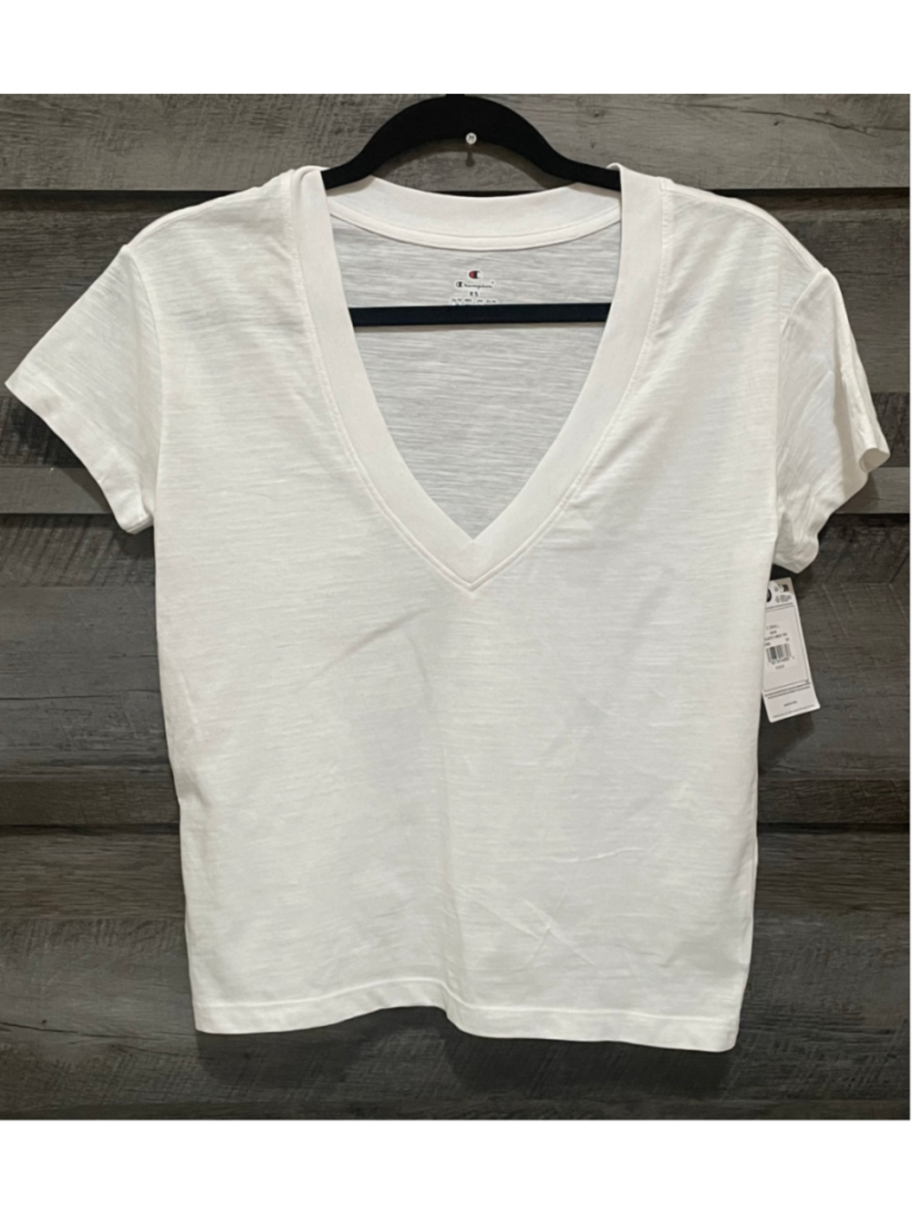 NWT Champion Women's Deep V-Neck Short Sleeve T-Shirt White Size XS